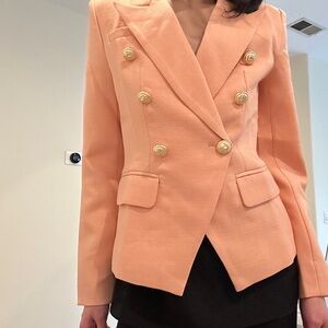 Double-Breasted Blazer in Beautiful Peach color with Gold Accents Button